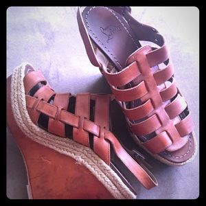 AUTH Christian Louboutin Caged Wedge Sandals EU 39